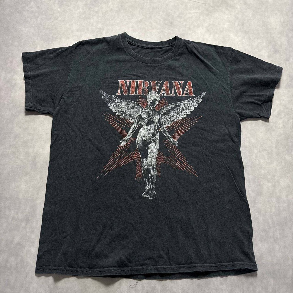 Nirvana In Utero Angel Graphic T-Shirt Mens Large Black Rock Band Tee